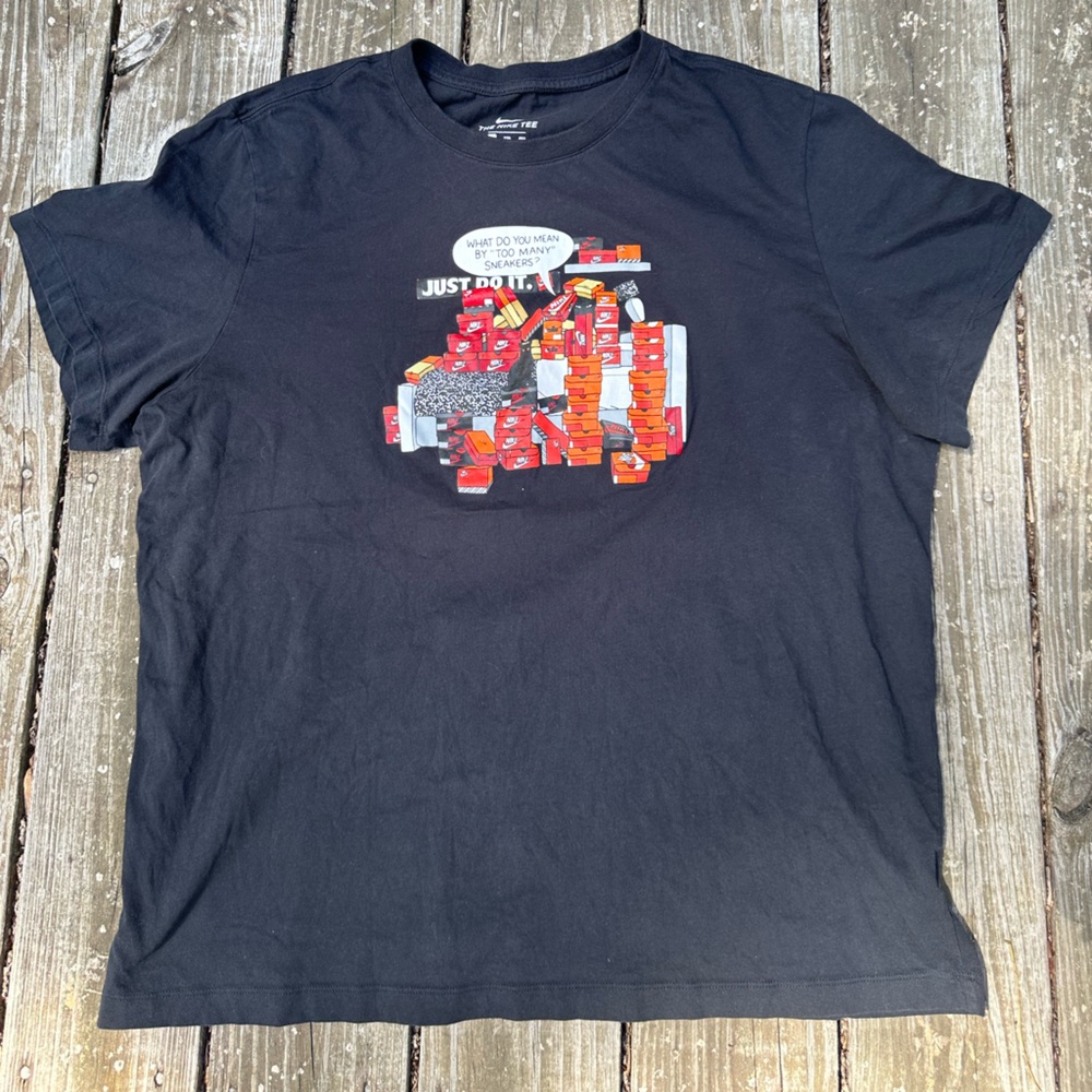 Nike Black Tee with Orange and Red Sneaker Graphic